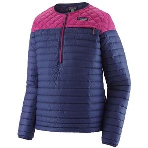NWT Patagonia alplight down pullover quilted puffer large women's pink / navy